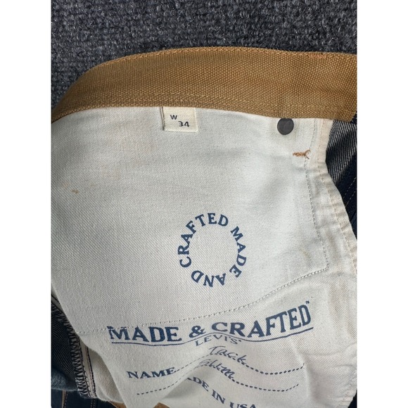 Levis Jeans Mens 34x32 Selvedged Dark Wash Slim Fit Denim Zip Fly Made in USA - Picture 15 of 16